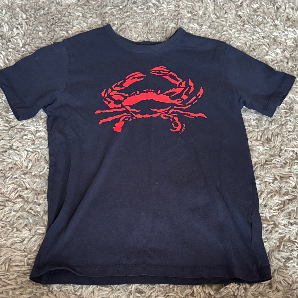 J. Crew Kids Navy Blue Tee with Red Crab Design